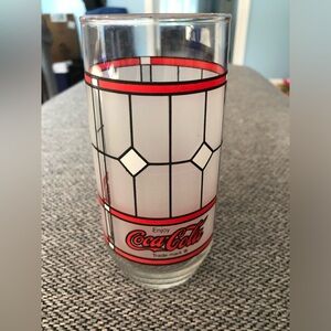 Vintage Coca Cola “Stained Glass” Glass, Holds 16 Ounces (1)